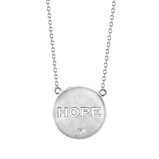 Sterling silver round disc HOPE pendant