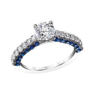 Semi mount engagement ring with sapphires and diamonds