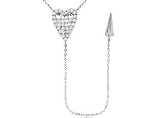 White gold diamond lariat heart necklace
