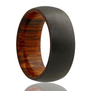 Men's zirconium band with wood sleeve