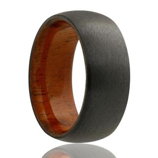 Men's zirconium band with wood sleeve