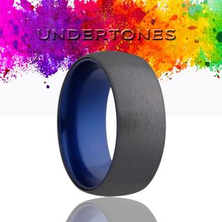 Men's zirconium band with blue undertones