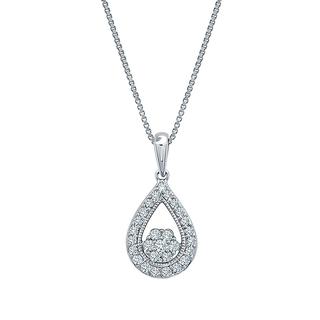 Sterling silver pear shape diamond pendant