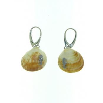 Sterling silver leverback shell earrings