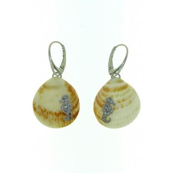 Sterling silver leverback shell earrings