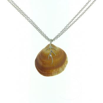 Sterling silver double chain adjustable shell pendant