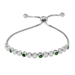 Sterling silver bolo box link emerald bracelet 