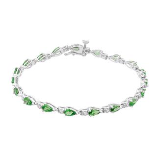 Emerald and diamond bracelet in white gold