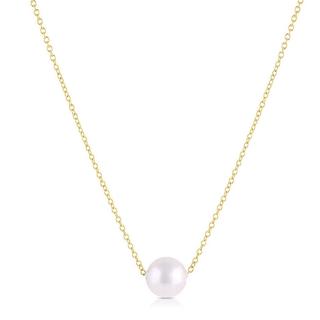 Yellow gold single pearl necklace