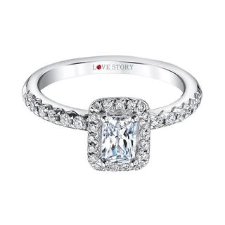 White gold diamond semi-mount engagement ring with halo