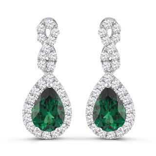 White gold Tsavorite and diamond earrings