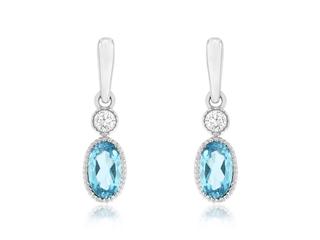 Blue topaz and diamond drop earrings