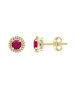 Diamond and ruby earrings in yellow gold