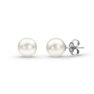 Pearl stud earrings with white gold posts