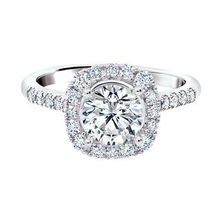 White gold lab grown diamond engagement ring with round center stone