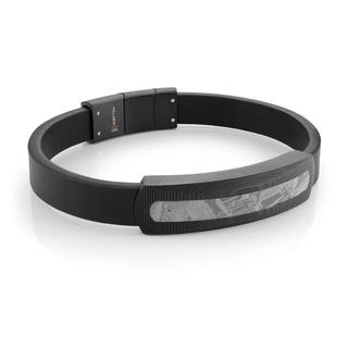 Black stainless steel bracelet with Meteorite ID plate