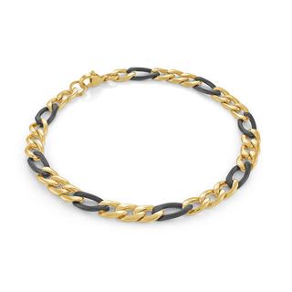 Black and gold plated stainless steel Figaro bracelet