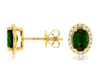 Yellow gold Russalite and diamond halo studs