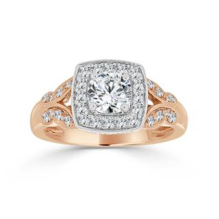Two tone European style semi engagement ring