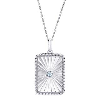 Sterling silver rectangular medallion with diamond accent