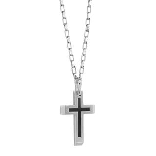 Black plated stainless steel cross pendant