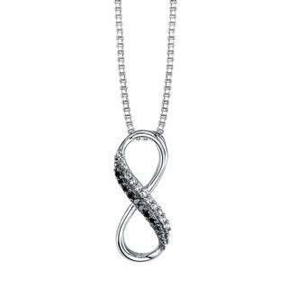 Sterling silver black and white diamond infinity pendant