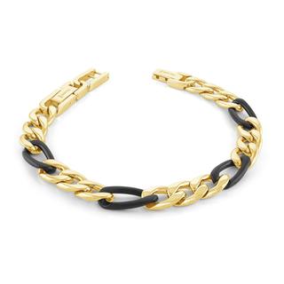 Black and gold plated stainless steel Figaro bracelet