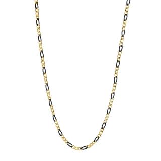 Black and gold plated stainless steel 24 inch Figaro chain