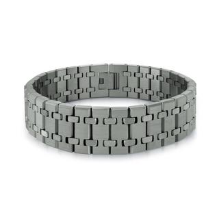 Men's stainless steel brushed polished link bracelet