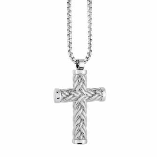 Stainless steel weave design cross necklace