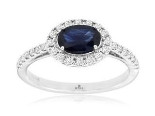 White gold oval sapphire and diamond ring