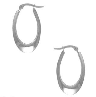 White gold oval hoop earrings