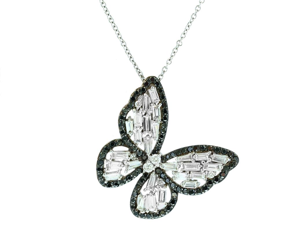 Black diamond butterfly necklace hotsell