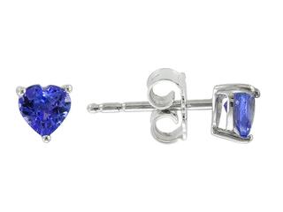 Sterling silver tanzanite heart earrings