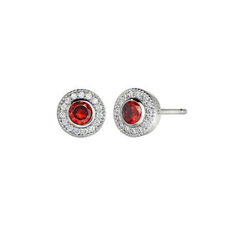 Sterling silver earrings with simulated garnets and simulated diamonds