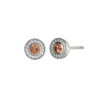 Sterling silver earrings with simulated citrine and simulated diamonds