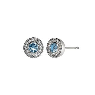 Sterling silver earrings with simulated blue topaz and simulated diamonds