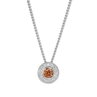 Sterling silver pendant with simulated citrine and simulated diamonds