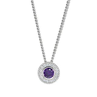 Sterling silver pendant with simulated amethyst and simulated diamonds