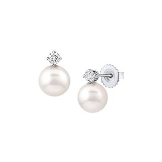 White gold pearl and diamond earrings