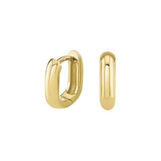 Yellow gold oblong hoop earrings