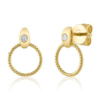 Yellow gold diamond circle earrings