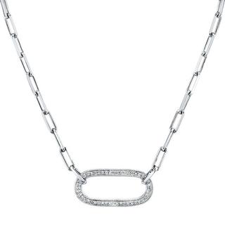 Sterling silver diamond paperclip pendant