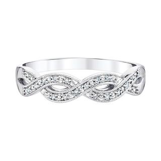Sterling silver milgrain diamond infinity ring