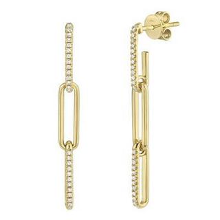 Yellow gold diamond link earrings