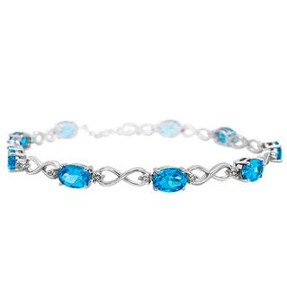 Sterling silver blue topaz and diamond bracelet