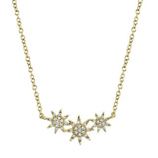Yellow gold diamond star necklace