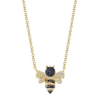 Yellow gold diamond bee necklace