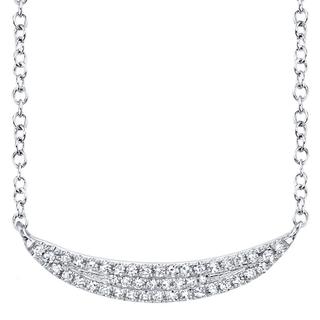 White gold diamond crescent necklace