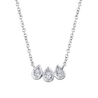 White gold diamond pear necklace
